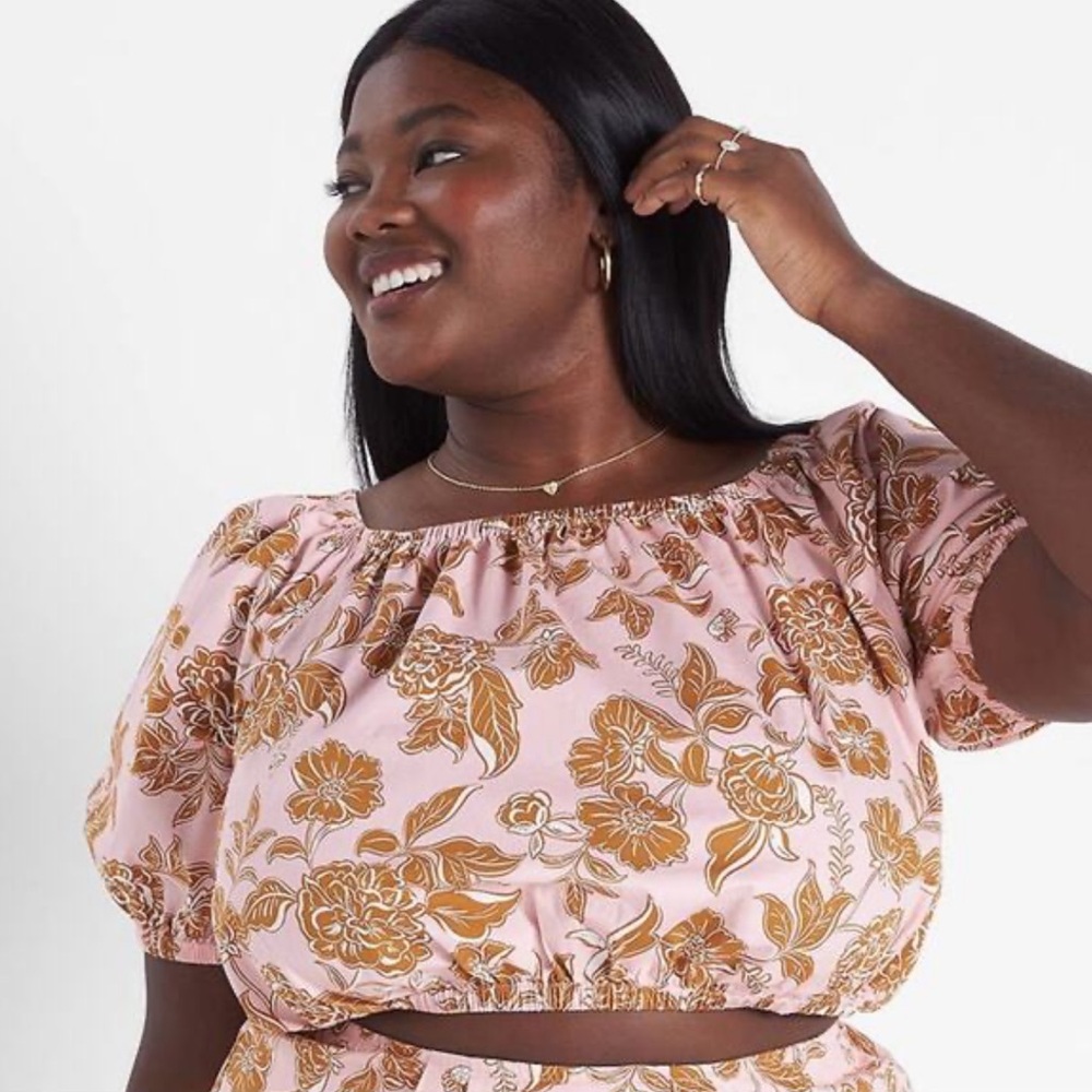 Lane Bryant Pink and Gold Floral Blouse Sz18/20